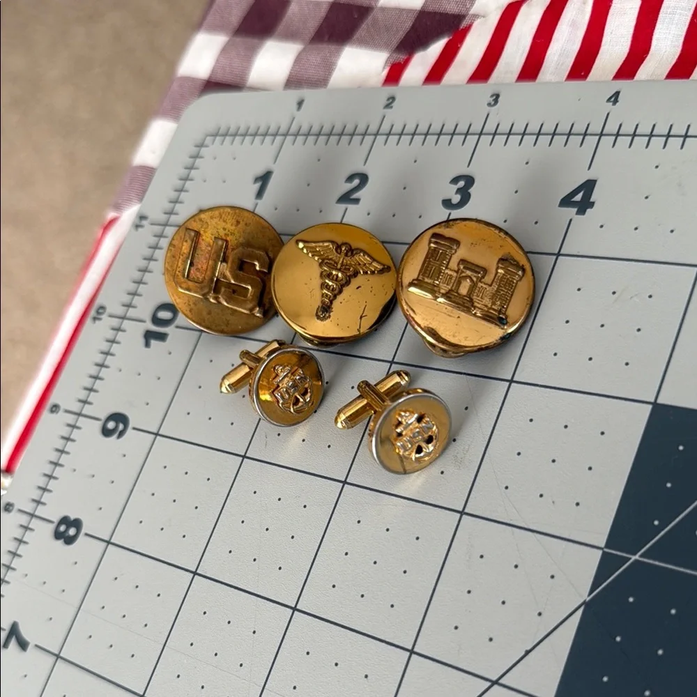 Vintage U.S. Military Insignia & Cufflink Lot — WWII to Vietnam Era
